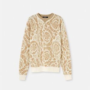VERSACE BAROCCO KNIT SWEATER BEIGE SIZE 52